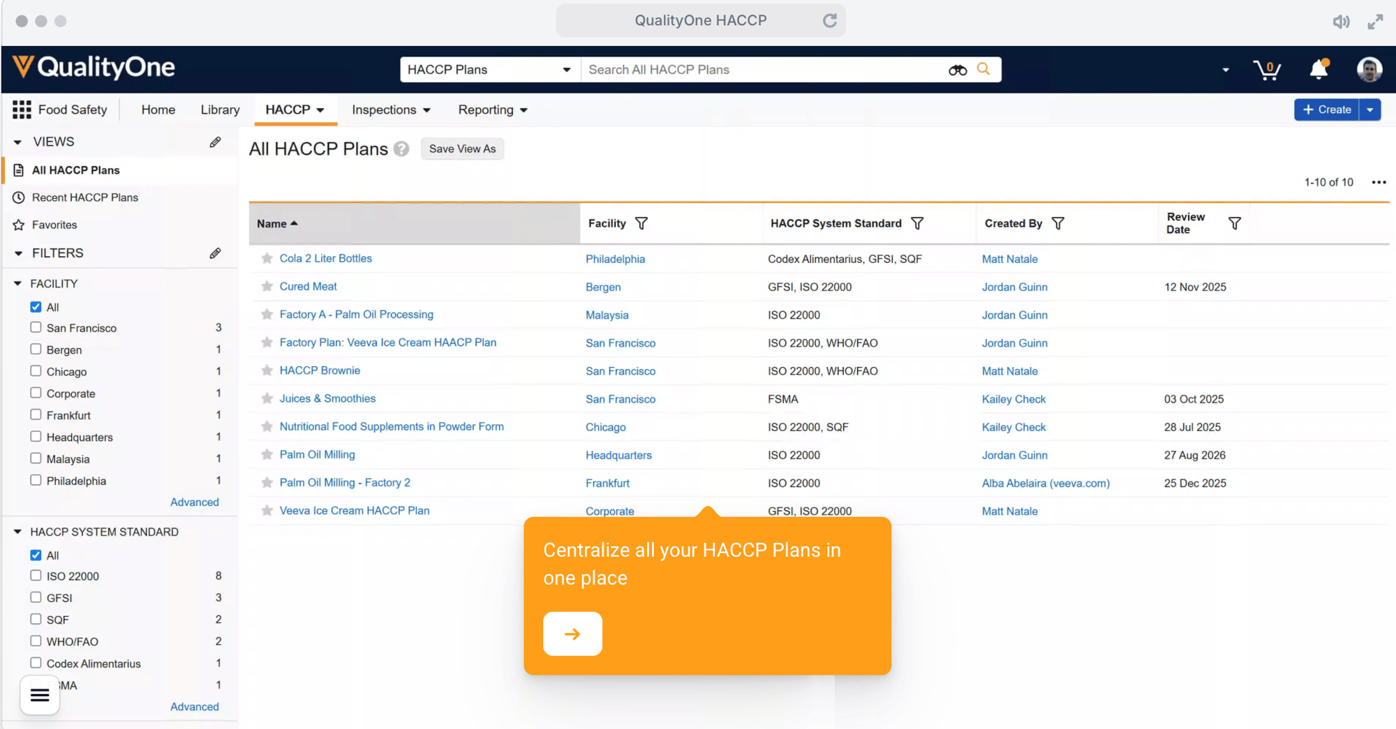 Interactive demonstration of HACCP module Interactive demonstration of HACCP module