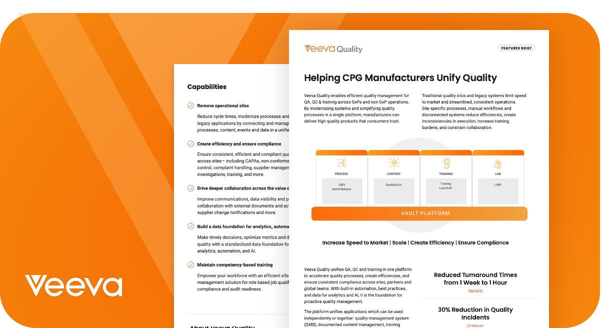 Veeva Quality Features Sheet CPG