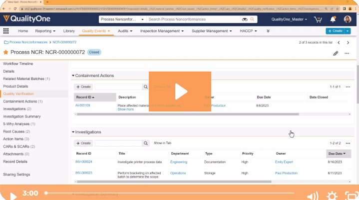 Food Safety and Quality Non-Conformance Management Demo