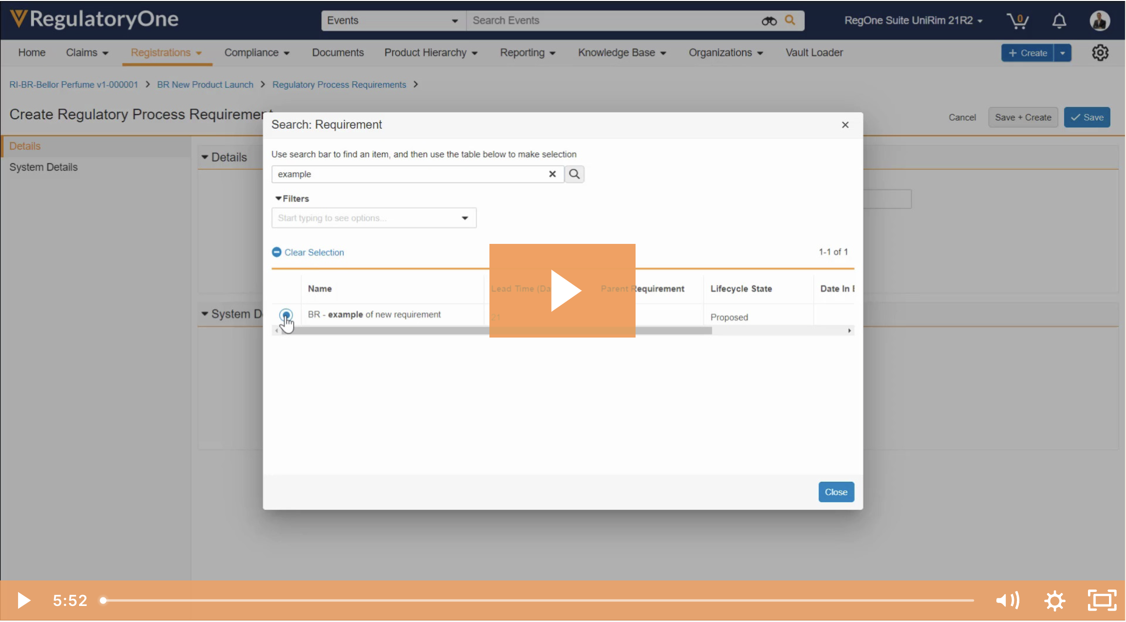 RegulatoryOne - RDM Requirement Management Demo